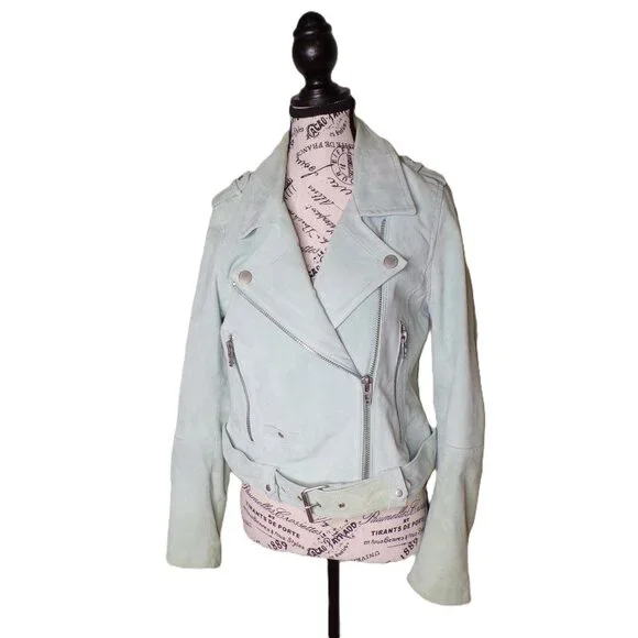 🆕BLANKNYC Suede Moto Jacket Basil (Mint) Medium - Picture 7 of 11